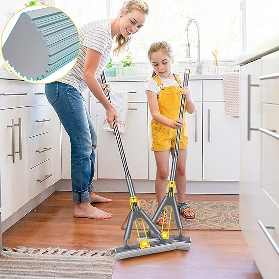 ™Stainless Steel Sponge Mop with Long Handle – Floor, Bathroom, Kitchen & Office Use