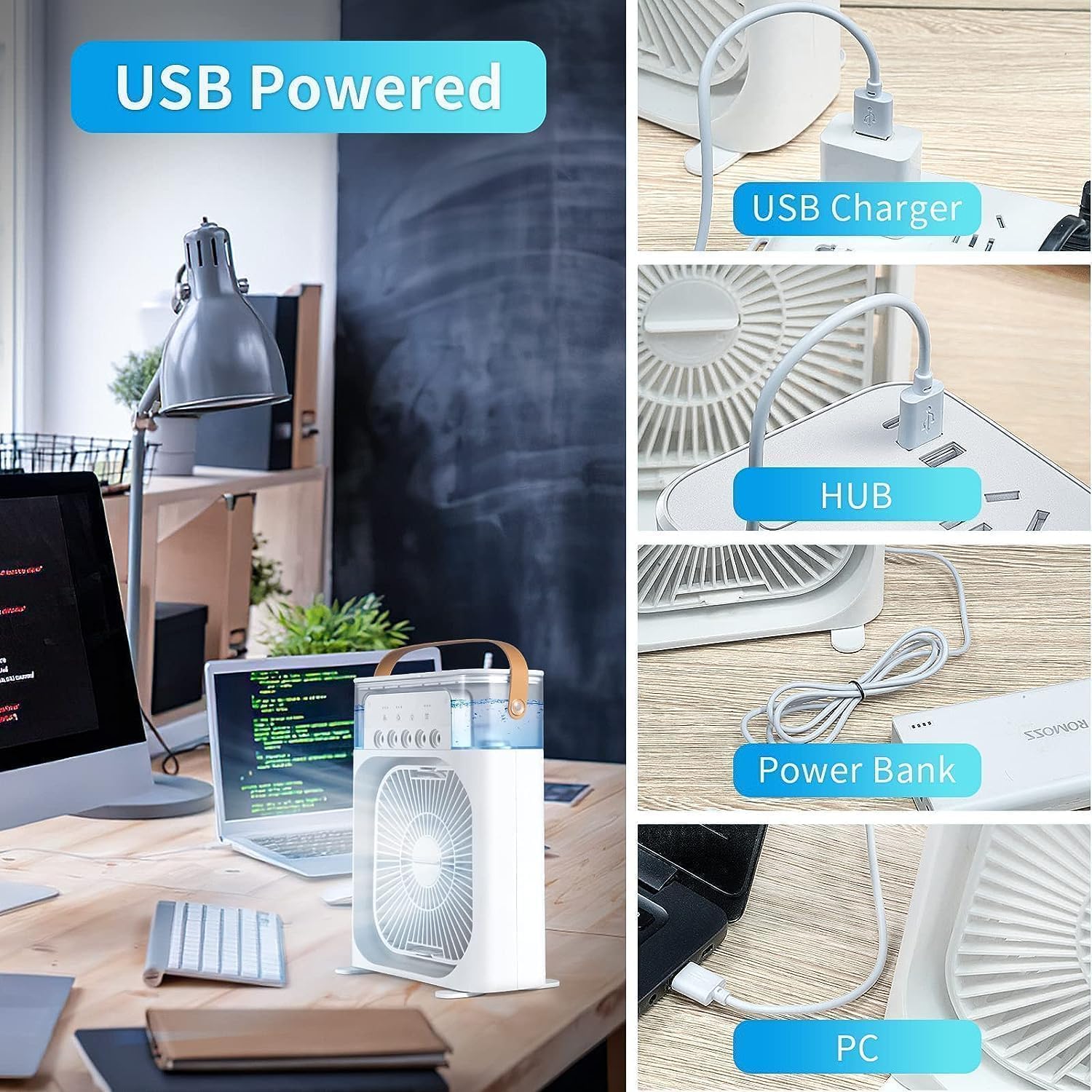 ™Cheerified 4-in-1 USB-C Mini Mist Fan & Humidifier